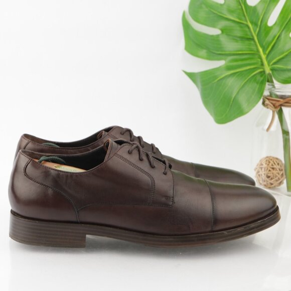 Cole Haan Mens Henry GrandOS Oxfords Size 11 M Brown Leather Cap Toe Dress Shoes